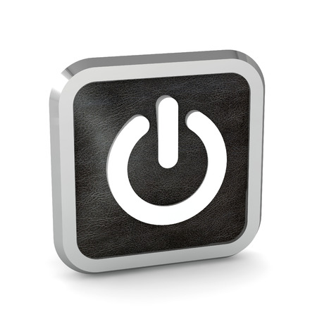 black power button icon on a white background の写真素材