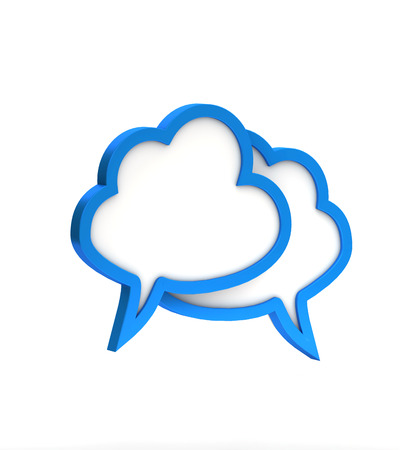 blue cloudy dialog icon on a white の写真素材