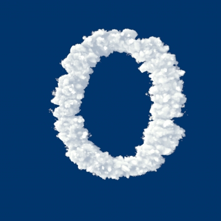 Clouds in shape of letter O on a blue の写真素材