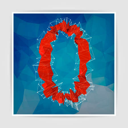 abstract red modern triangular emblem of number zero on a geometric backgroundのイラスト素材