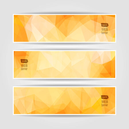 Abstract set vector headers with OrangeTriangular Polygonal  patternのイラスト素材