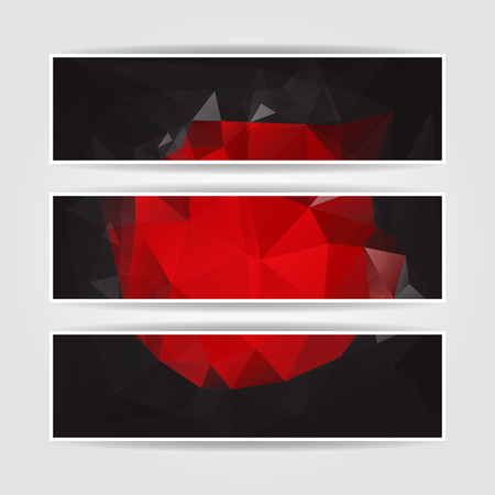 set of Modern Abstract Dark Triangle Polygonal headersのイラスト素材