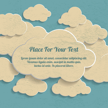 Abstract Creative vintage concept vector clouds collection on a blue backgroundのイラスト素材