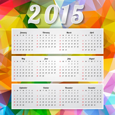 Abstract Colorful Triangular Polygonal 2015 year calendarのイラスト素材