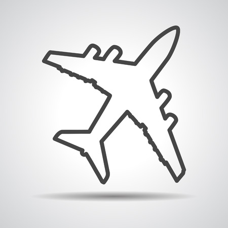 line art airplane pictogram on a grey backgroundのイラスト素材