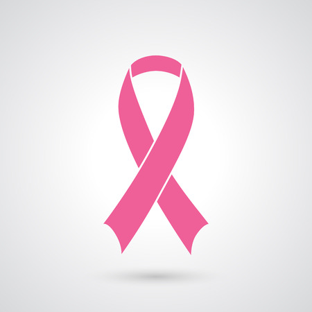 Pink breast cancer awareness ribbon isolated on a grey backgroundのイラスト素材