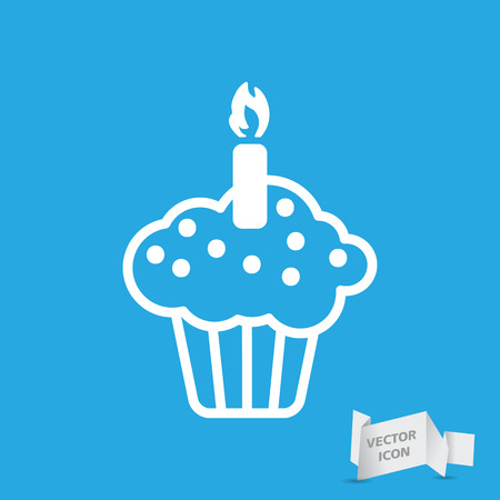 white flat cake icon on a blue backgroundのイラスト素材