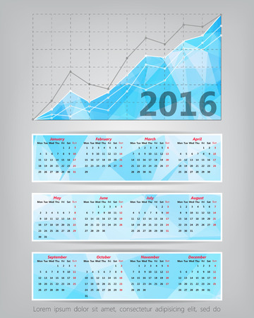 2016 calendar with business statistics chart showing different growing graphsのイラスト素材