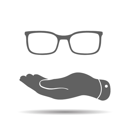 flat hand represents glasses icon - vector illustrationのイラスト素材
