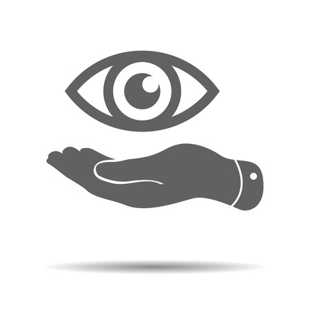 flat hand represents the eye icon - vector illustrationのイラスト素材