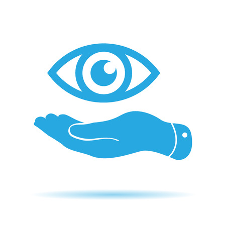 flat hand represents the eye icon - vector illustrationのイラスト素材