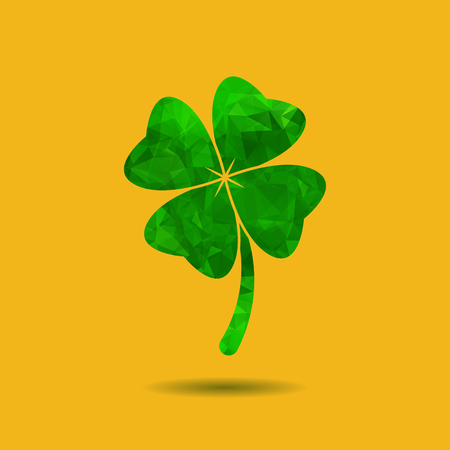 Abstract geometric green Clover with four leaves sign icon. Saint Patrick symbolのイラスト素材