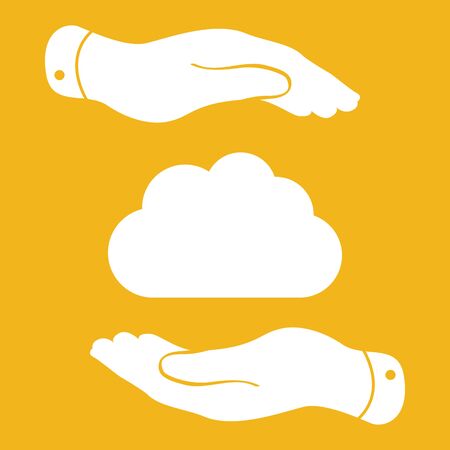 two hands showing cloud computing iconのイラスト素材