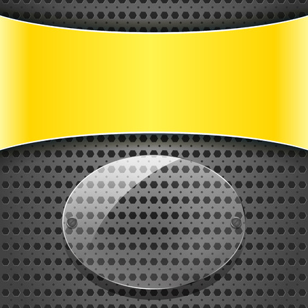 yellow label with transparency plate on the metallic backgroundのイラスト素材