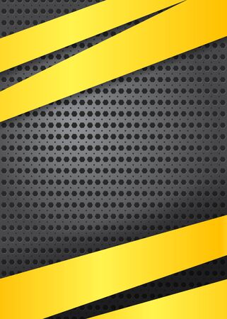 Abstract metal background with yellow lines. Vector illustration.のイラスト素材