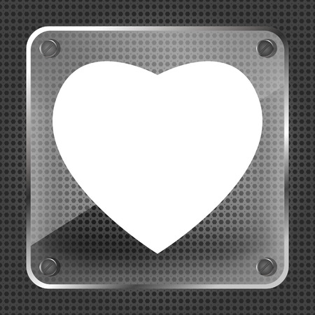 Glass heart icon on a metallic backgroundのイラスト素材