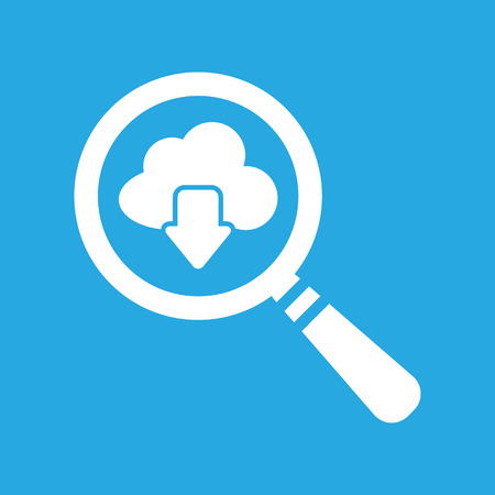 vector magnifying glass cloud computing download icon on a blue backgroundのイラスト素材