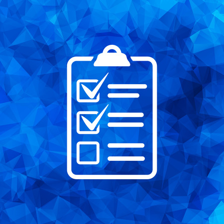 white check list icon on a blue triangle backgroundのイラスト素材