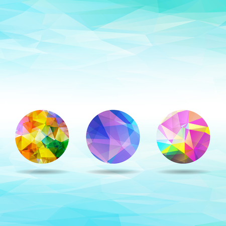 set of abstract colorful geometric spherical shapes from triangular faces for graphic designのイラスト素材