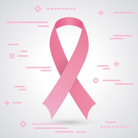 Pink breast cancer awareness ribbon isolated on a grey backgroundのイラスト素材