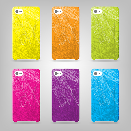 Collection of abstract striped  phone case isolated on greyのイラスト素材