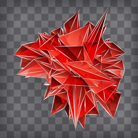 red abstract triangular shape on a chequered backgroundのイラスト素材