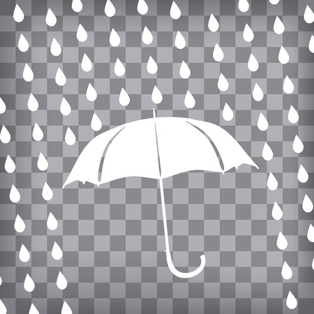 white umbrella and rain drops on a chequered backgroundのイラスト素材