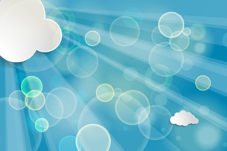 Abstract background with sun rays and clouds on a blue backgroundのイラスト素材