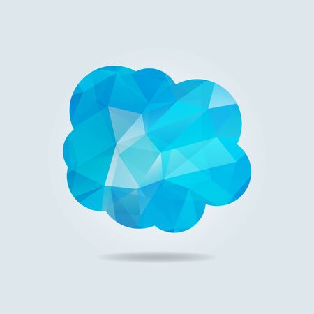 Vector illustration of blue triangle paper cloud on grey backgroundのイラスト素材
