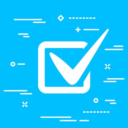 flat checklist  or tick icon on a blue backgroundのイラスト素材