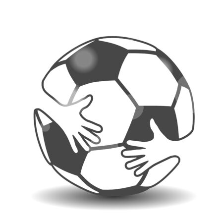 Silhouette of soccer ball with hands, hugging footballのイラスト素材