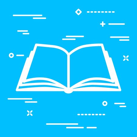 Flat Linear design graphic image concept of open book icon on a blue backgroundのイラスト素材