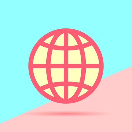 flat modern trand globe planet icon on blue and pink backgroundのイラスト素材