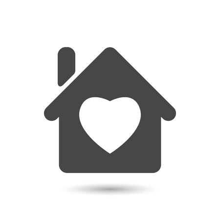 flat house with heart icon on white backgroundのイラスト素材