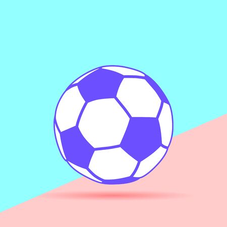 Flat modern pastel colored soccer ball icon with shadow on pink and blue backgroundのイラスト素材