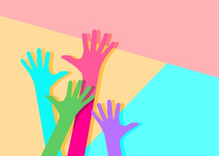 Flat art design graphic image of icon hppy arms on pink and blue backgroundのイラスト素材