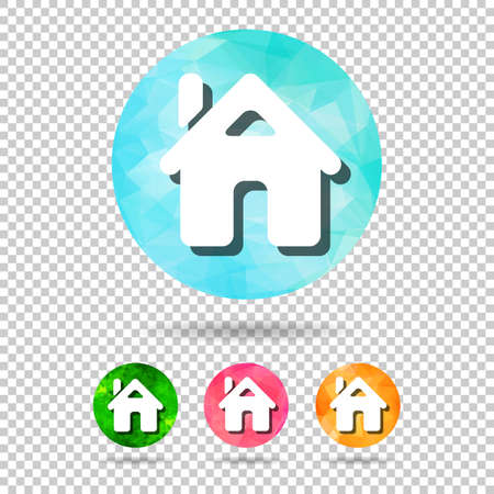 set of abstract geometric spherical home icons from triangular faces for graphic designのイラスト素材