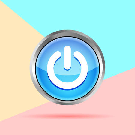 Flat modern pastel colored art design graphic image concept of power button icon with shadow on pink and blue backgroundのイラスト素材