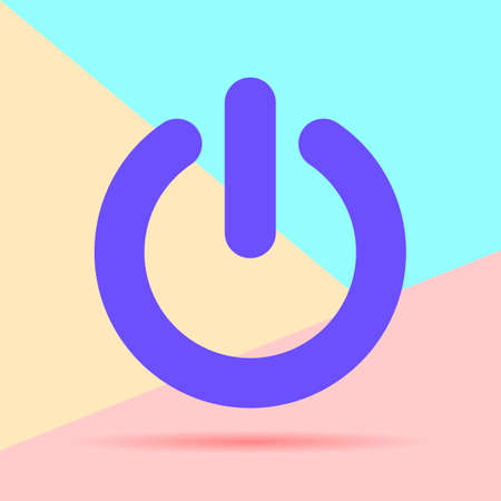 flat lay modern phone power button icon with shadow on pastel colored blue and pink background