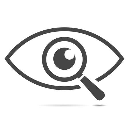 Icon eye with a magnifying glass on the white backgroundのイラスト素材