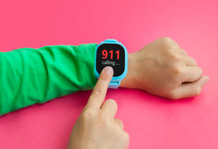 Wearable kids smart watch for calls and location tracking with touch screen and voice service, blue...