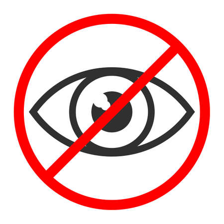 Linear eye symbol is crossed out with red STOP sign, do not vision iconのイラスト素材