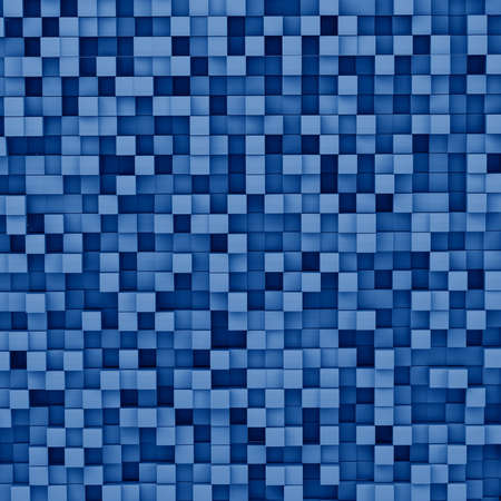 3D rendering modern abstract image of cubes background toned in trendy Classic Blue color of the Year 2020の写真素材