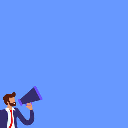 effective manager shouting into megaphone. Marketing vision conceptのイラスト素材