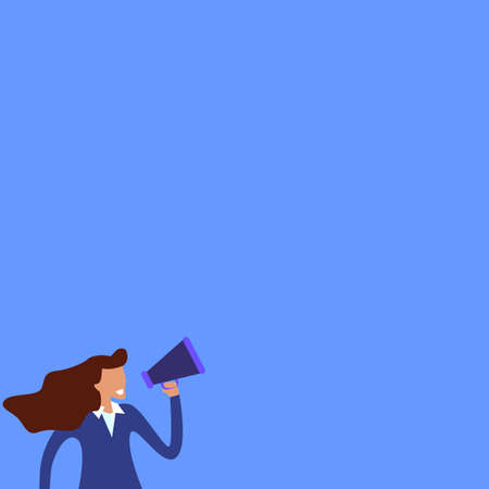 effective manager shouting into megaphone. Marketing vision conceptのイラスト素材