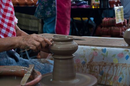 Pottery handicraft  in thailandの写真素材