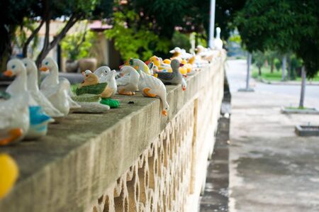 Duck statue on the wall at Wat Phra Prathon Chedi, Nakhon Pathom  provinceの写真素材