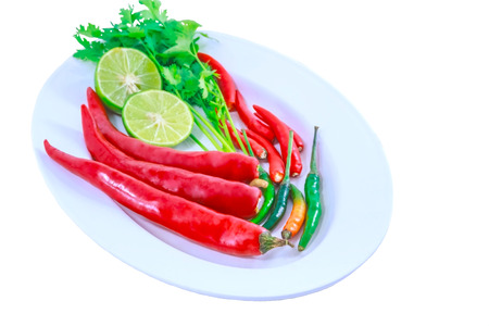 Chili, lime, and cilantroの写真素材