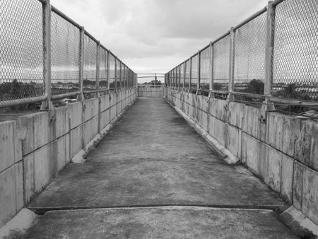 Nice shot of old grunge bridge/overpass/flyover/footbridge in  black and white filter for backgroundの写真素材