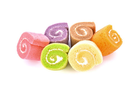 Fancy jam roll set on white background